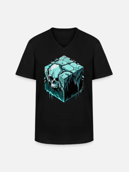 Ice-cube Skull // Skull FS0200 - Men's V-Neck T-Shirt - black
