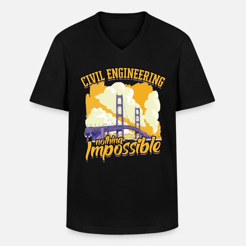 Civil Engineering Nothing Impossible - Men's V-Neck T-Shirt - black