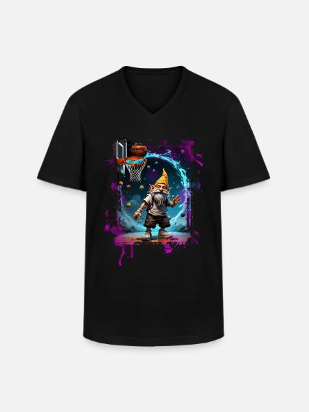 Basketball Gnome - Men's V-Neck T-Shirt - black
