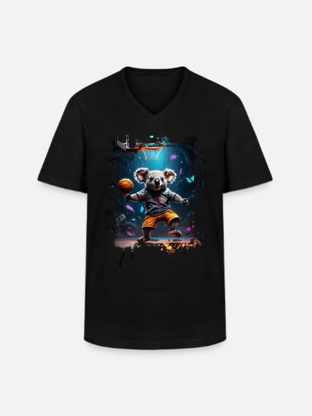 Basketball Koala - Men's V-Neck T-Shirt - black
