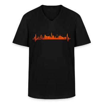 Hambourg Ville hanséatique Allemagne du Nord Bas-allemand - T-shirt col V Homme - noir - Devant - AI Model Male 178 dark (178cm)