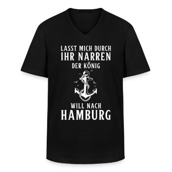 Hamburg Tshirt Geschenk Moin Hamburch Fußball - Männer-T-Shirt mit V-Ausschnitt - Schwarz - Vorne - AI Model Male 178 dark (178cm)