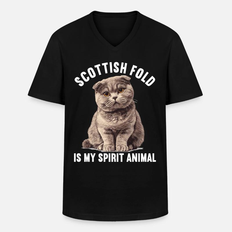 Gattino Scottish Fold Gatto Scottish Fold - Maglietta da uomo classica con scollo a V - nero
