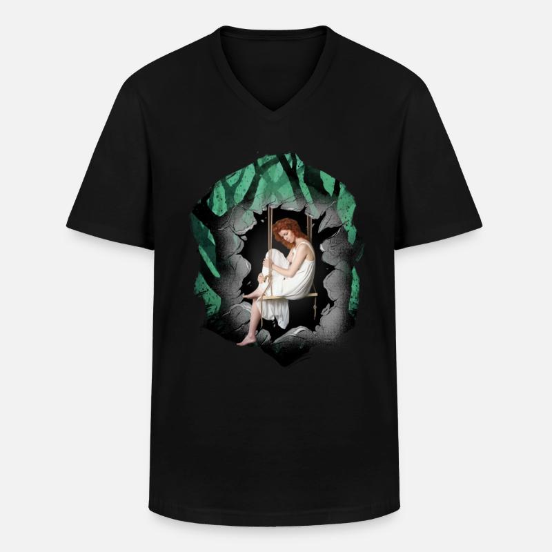 Mädchen Wald Sinnlich Romantisch - Männer-T-Shirt mit V-Ausschnitt - Schwarz