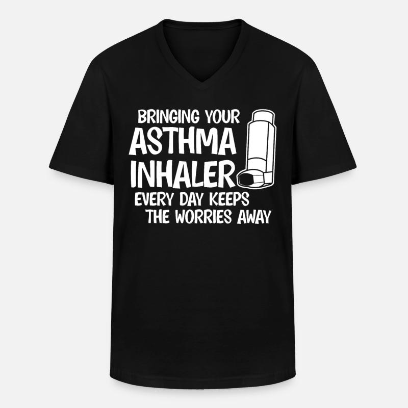 Asthma Inhaler Joke Asthmatic - Männer-T-Shirt mit V-Ausschnitt - Schwarz
