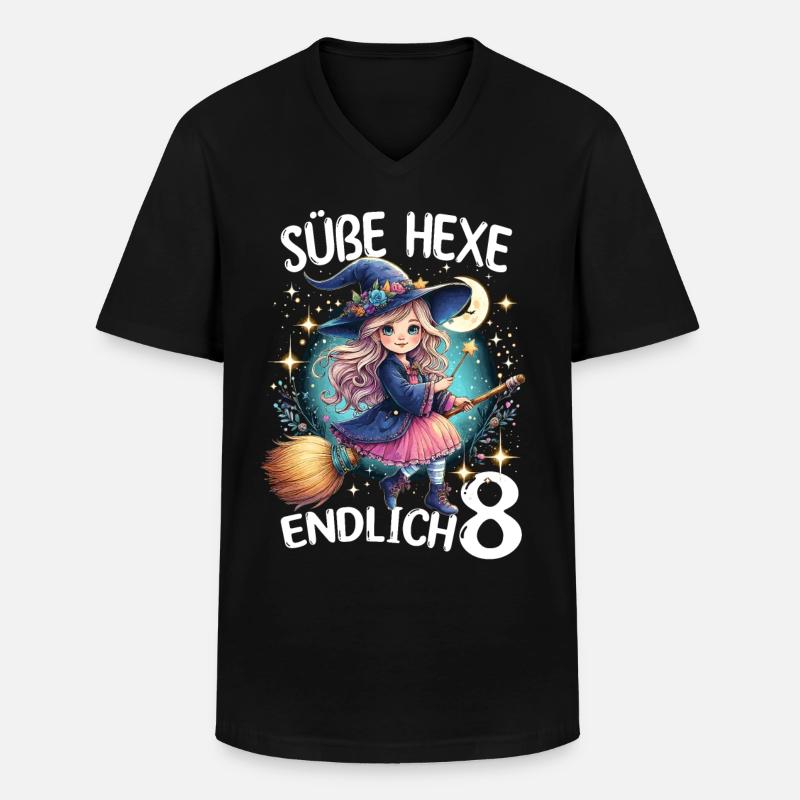 Süße Hexe Endlich 8 - Männer-T-Shirt mit V-Ausschnitt - Schwarz