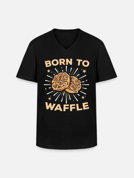 Born To Wafels Wafels Wafel Ontbijt Gebak - Klassiek mannen T-shirt met V-hals - zwart