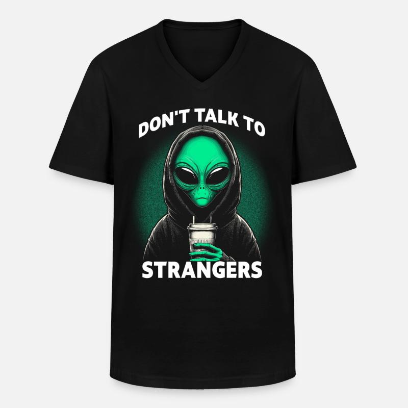 Don't Talk to Strangers - Männer-T-Shirt mit V-Ausschnitt - Schwarz
