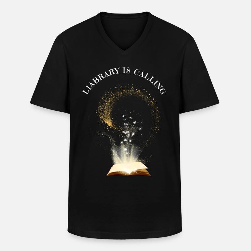 Bibliothek ruft - Männer-T-Shirt mit V-Ausschnitt - Schwarz
