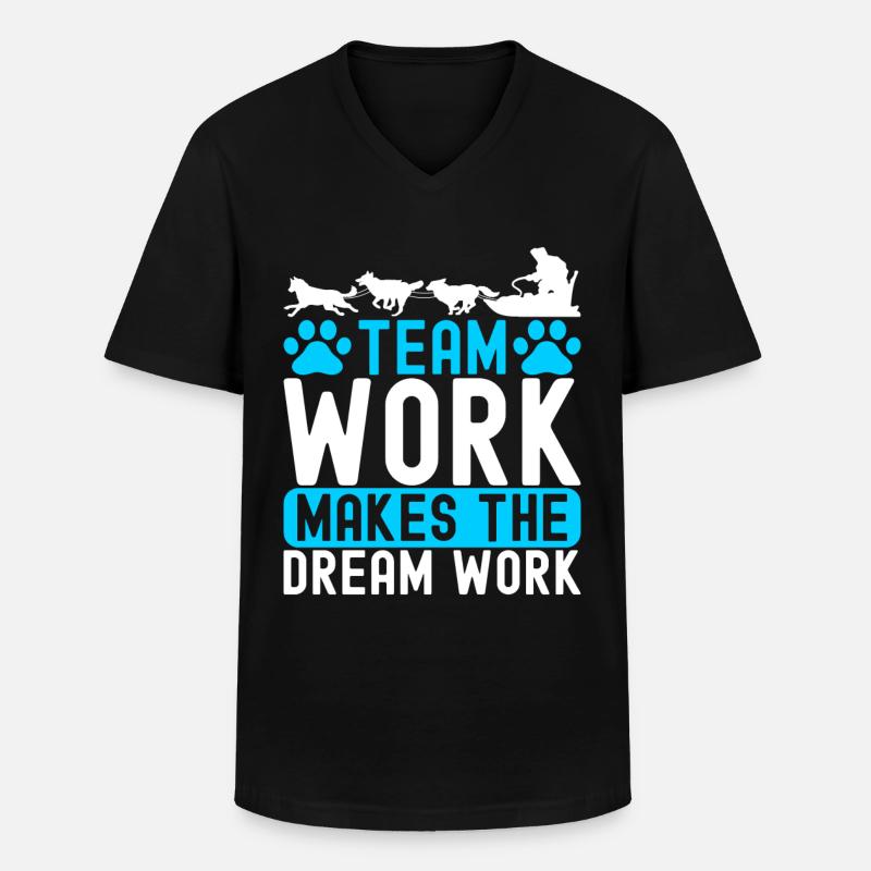 Schlittenfahren Schlittenhunde - Männer-T-Shirt mit V-Ausschnitt - Schwarz