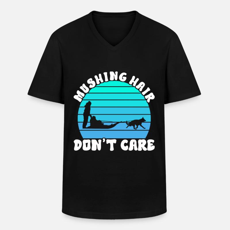 Schlittenfahren Schlittenhunde - Männer-T-Shirt mit V-Ausschnitt - Schwarz