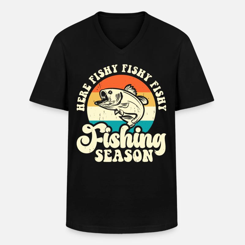 Angeln Angler - Männer-T-Shirt mit V-Ausschnitt - Schwarz