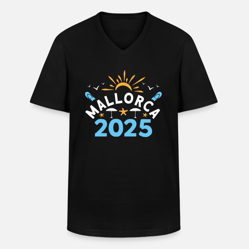 Mallorca 2025 - Männer-T-Shirt mit V-Ausschnitt - Schwarz