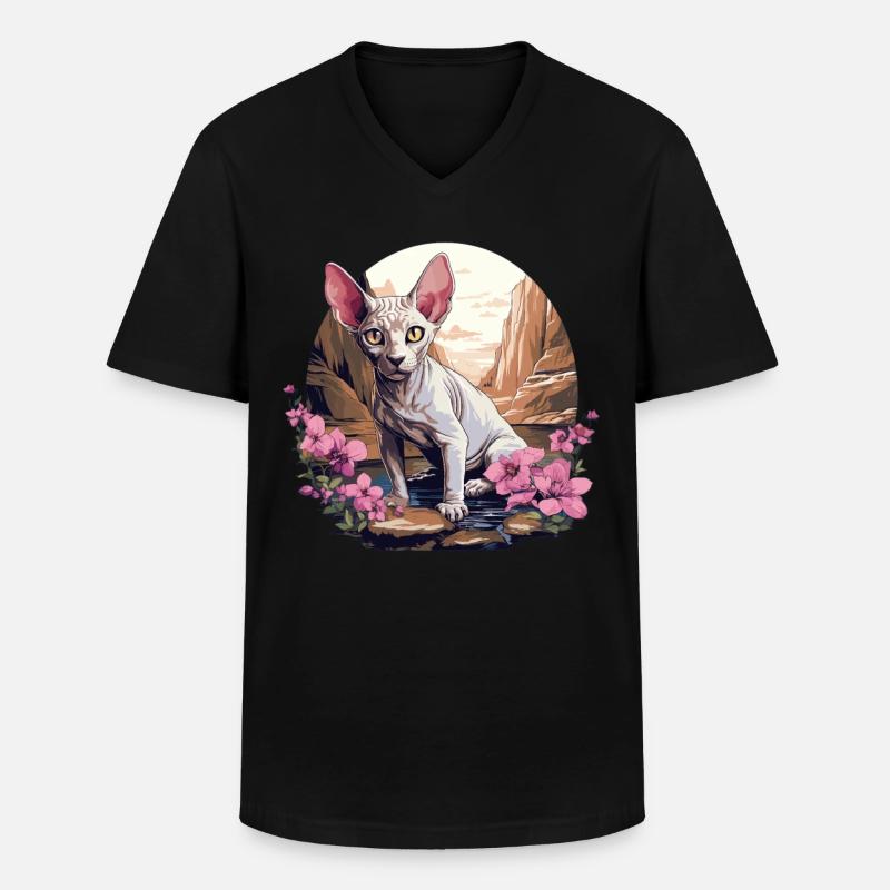 Sphynx Kätzchen Sphynx Katze - Männer-T-Shirt mit V-Ausschnitt - Schwarz