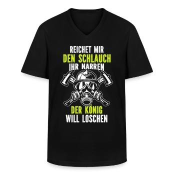 Firefighter Tshirt Firefighter Firefighter 112 - Men's V-Neck T-Shirt - black - Front - AI Model Male 178 dark (178cm)