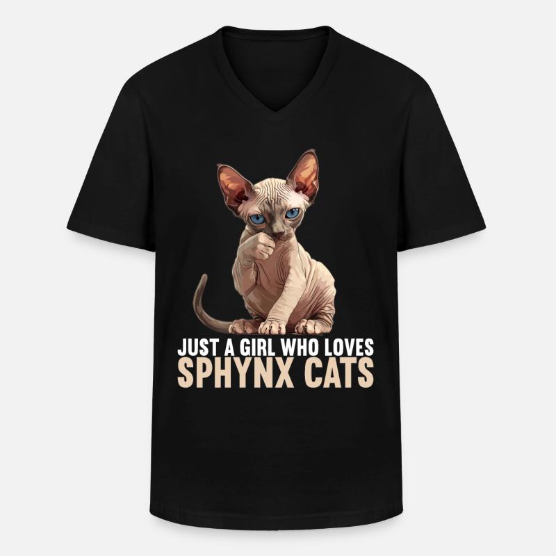 Chaton Sphynx Chat Sphynx - T-shirt col V Homme - noir