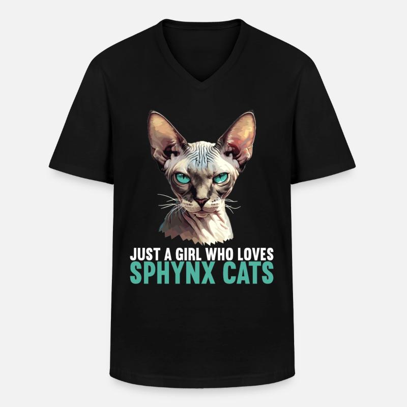 Chaton Sphynx Chat Sphynx - T-shirt col V Homme - noir