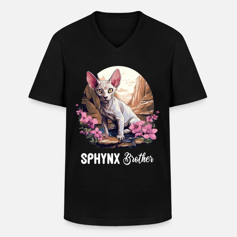 Sphynx Chaton Sphynx Chat - T-shirt col V Homme - noir