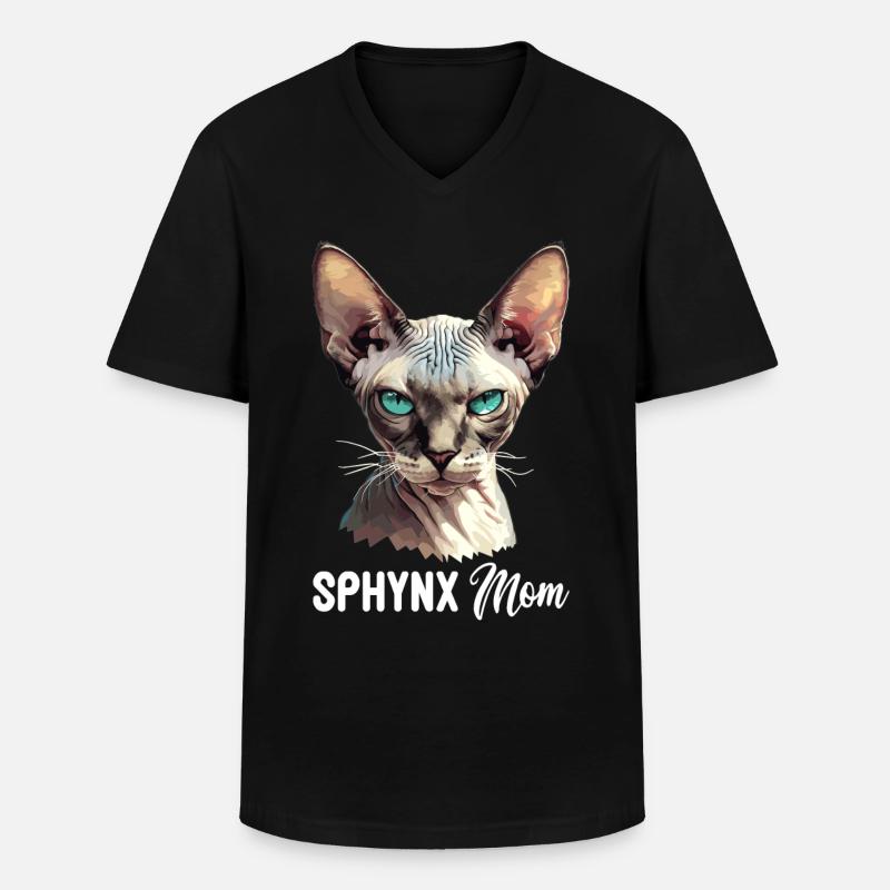 Chaton Sphynx Chat Sphynx - T-shirt col V Homme - noir