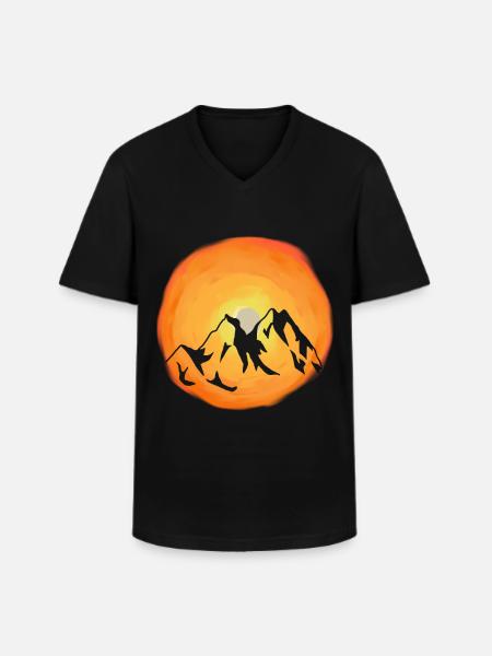 Sunshine, Mountains, Wilderness, Sunrays, Mountain - Men's V-Neck T-Shirt - black