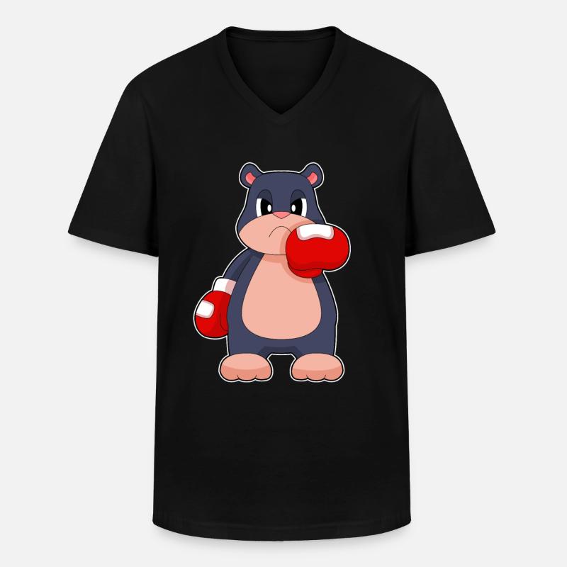 Maulwurf Boxer Boxhandschuhe Boxen - Männer-T-Shirt mit V-Ausschnitt - Schwarz