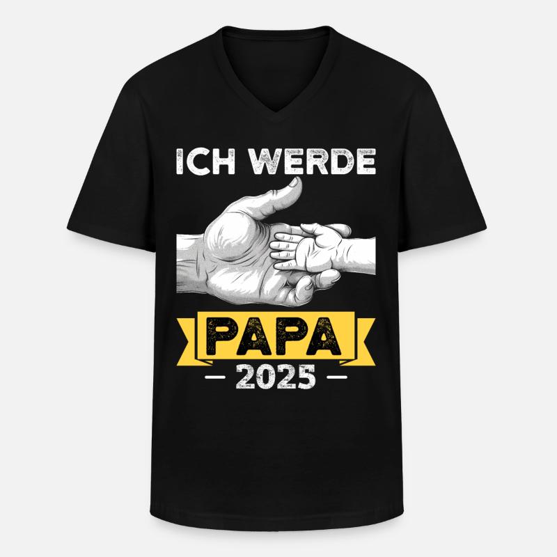Ich werde Papa 2025 - Männer-T-Shirt mit V-Ausschnitt - Schwarz