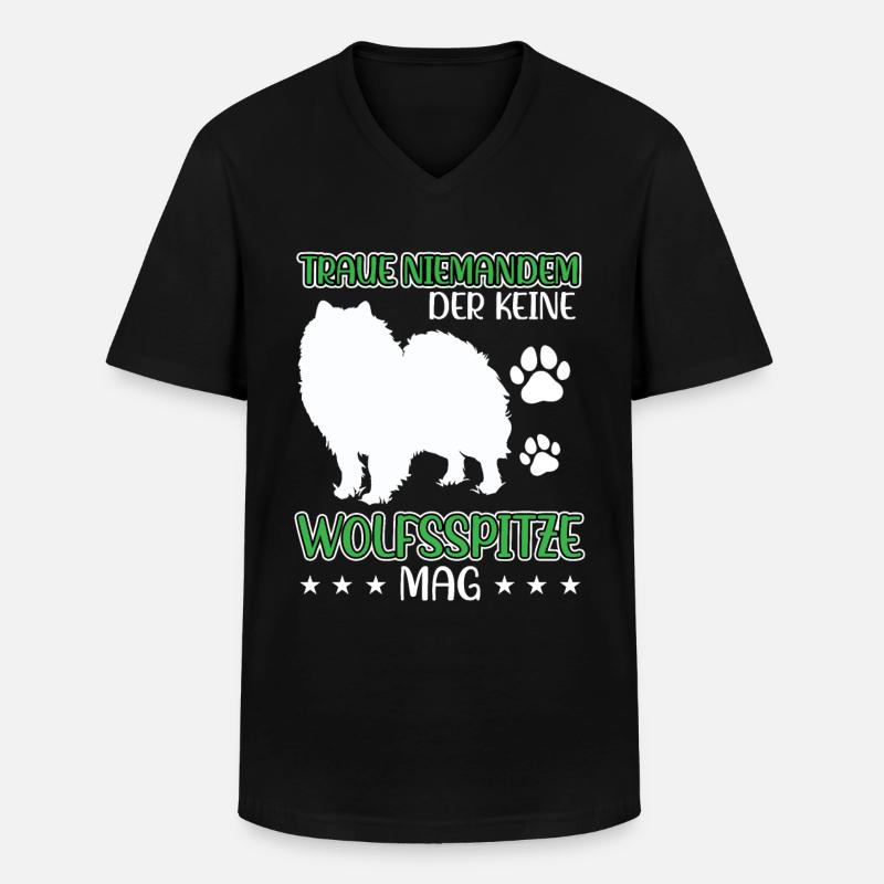 Wolfspitz don't trust Keeshond - Men's V-Neck T-Shirt - black
