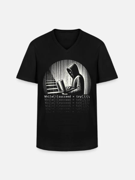 Robotics Engineer While (!( succeed=Try())); - Men's V-Neck T-Shirt - black