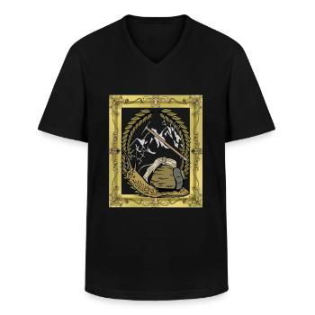 Snail Mountaineer Mountaineering Mountains Mountaineering - Men's V-Neck T-Shirt - black - Front - AI Model Male 178 dark (178cm)