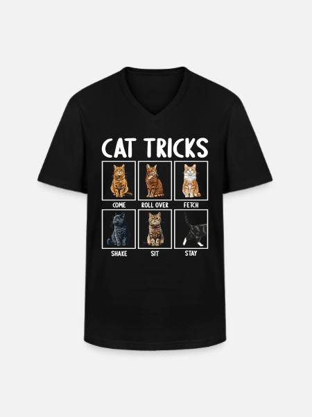 Cat Cats Tricks Funny Cats - Men's V-Neck T-Shirt - black