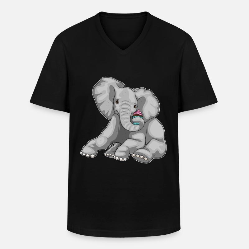 Cupcake éléphant - T-shirt col V Homme - noir