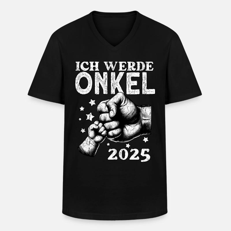 Ich werde Onkel 2025 - Männer-T-Shirt mit V-Ausschnitt - Schwarz