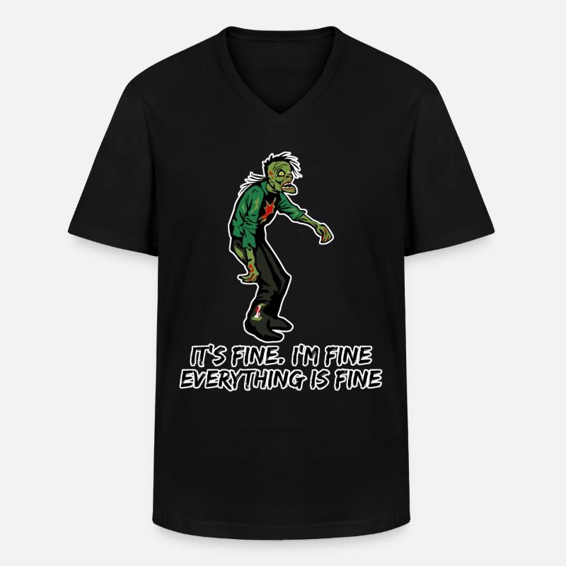 Zombie I'm fine. - Männer-T-Shirt mit V-Ausschnitt - Schwarz