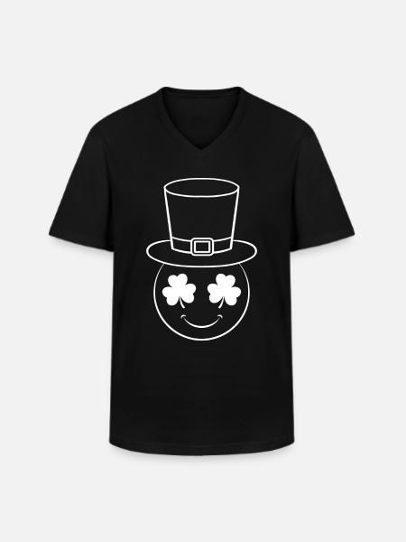 Visage heureux de la Saint-Patrick - T-shirt col V Homme - noir