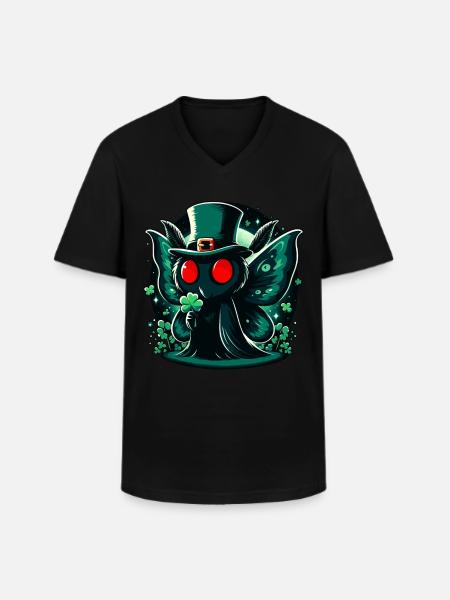 Irish Leprechaun Mothman - Men's V-Neck T-Shirt - black