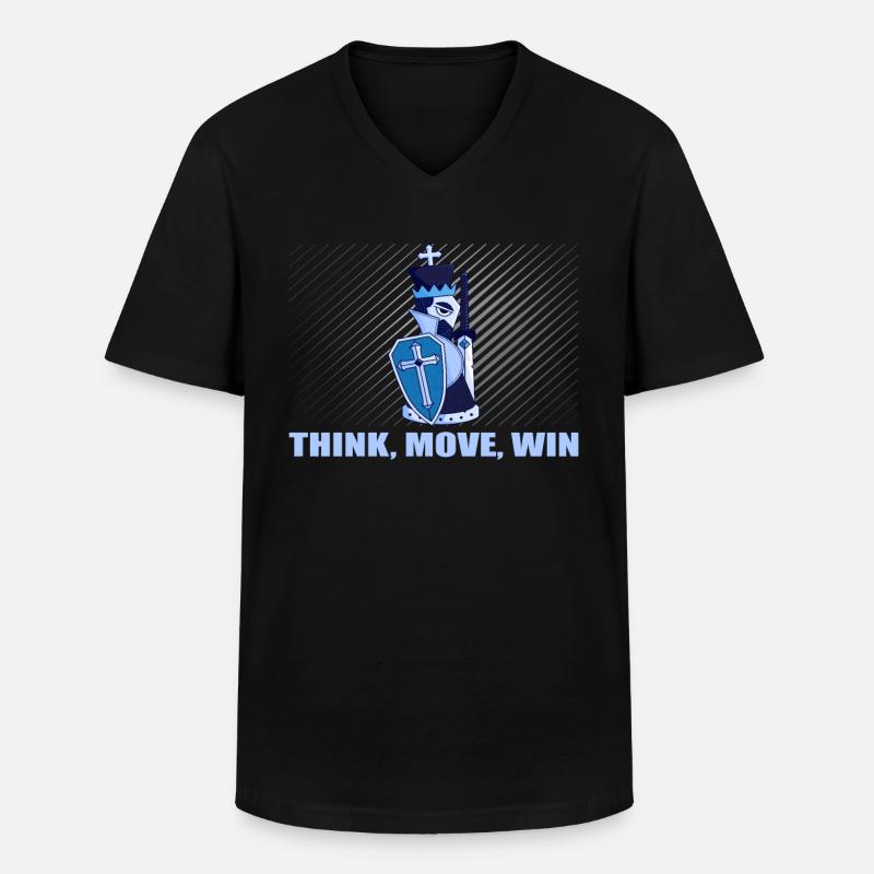 Chess Think Move Win - Men's V-Neck T-Shirt - black