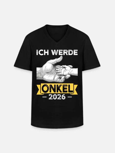 scIch werde Onkel 2026 - Männer-T-Shirt mit V-Ausschnitt - Schwarz