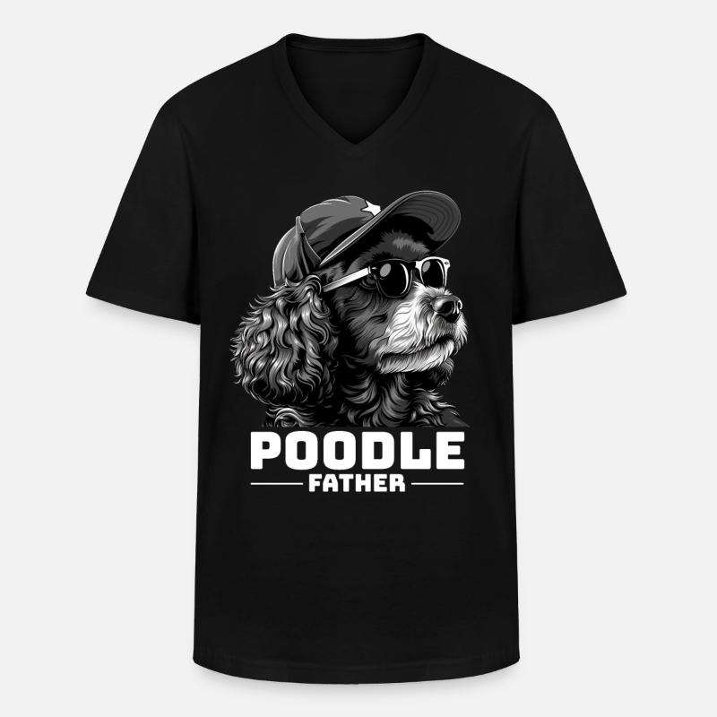 Poodle Father - Männer-T-Shirt mit V-Ausschnitt - Schwarz