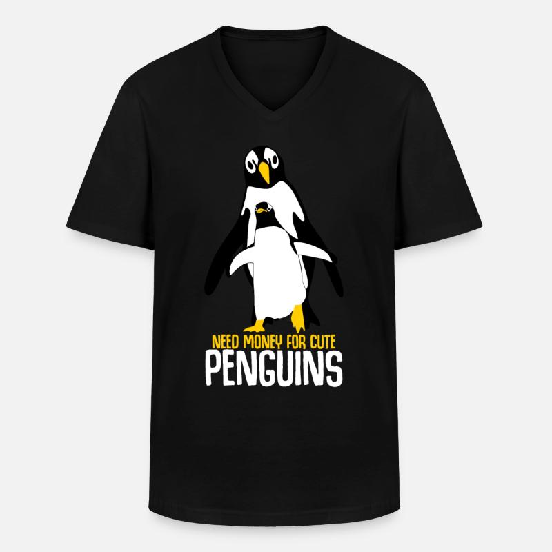 Penguins Penguin - Männer-T-Shirt mit V-Ausschnitt - Schwarz