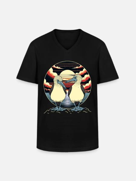 Blue-footed boobies couple - Men's V-Neck T-Shirt - black