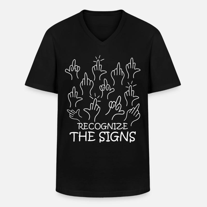 Middle Finger Misanthrope Grumpy - Men's V-Neck T-Shirt - black