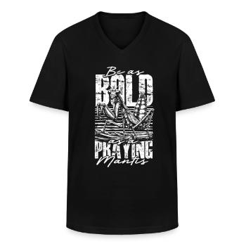 Gottesanbeterin Be As Bold As A Praying Mantis - Men's V-Neck T-Shirt - black - Front - AI Model Male 178 dark (178cm)