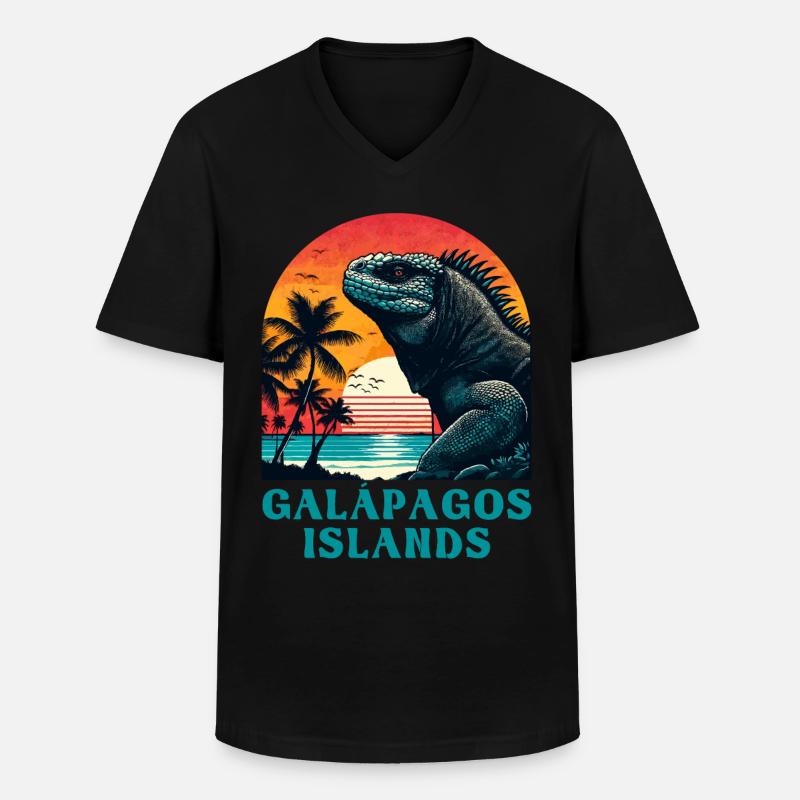 Galápagos Islands - Männer-T-Shirt mit V-Ausschnitt - Schwarz