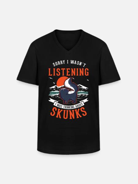 Cadeau Skunk - T-shirt col V Homme - noir