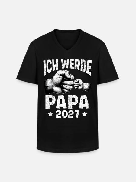 Ich werde Papa 2027 - Männer-T-Shirt mit V-Ausschnitt - Schwarz