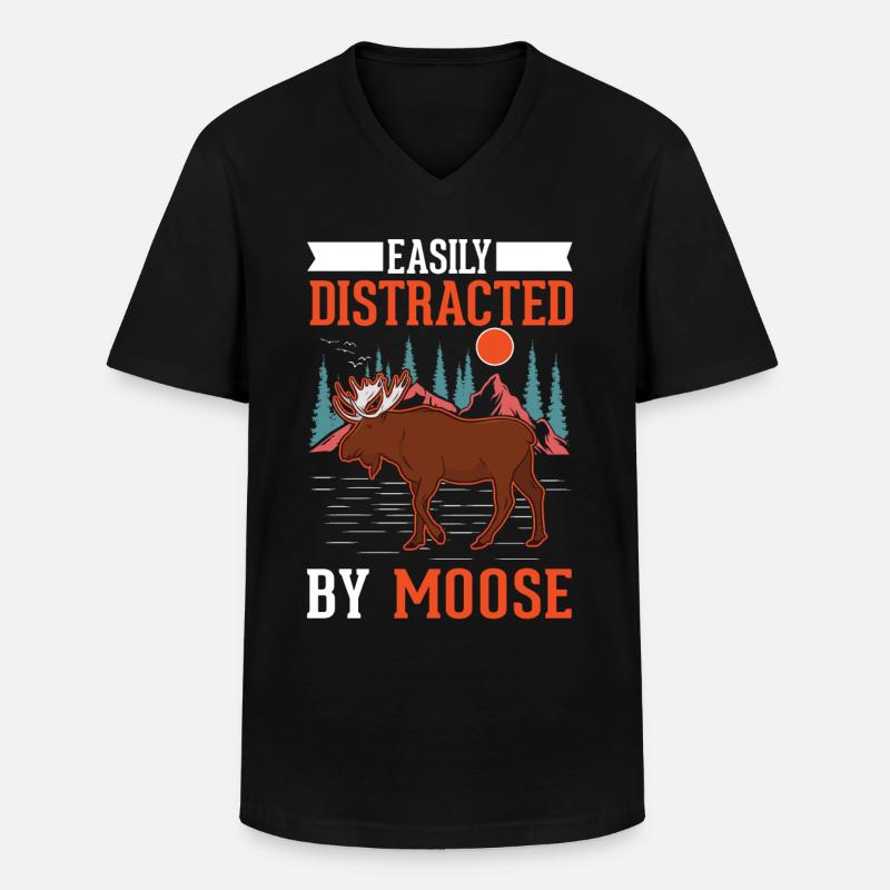 Elch Geschenk Elchgeweih Skandinavien - Männer-T-Shirt mit V-Ausschnitt - Schwarz