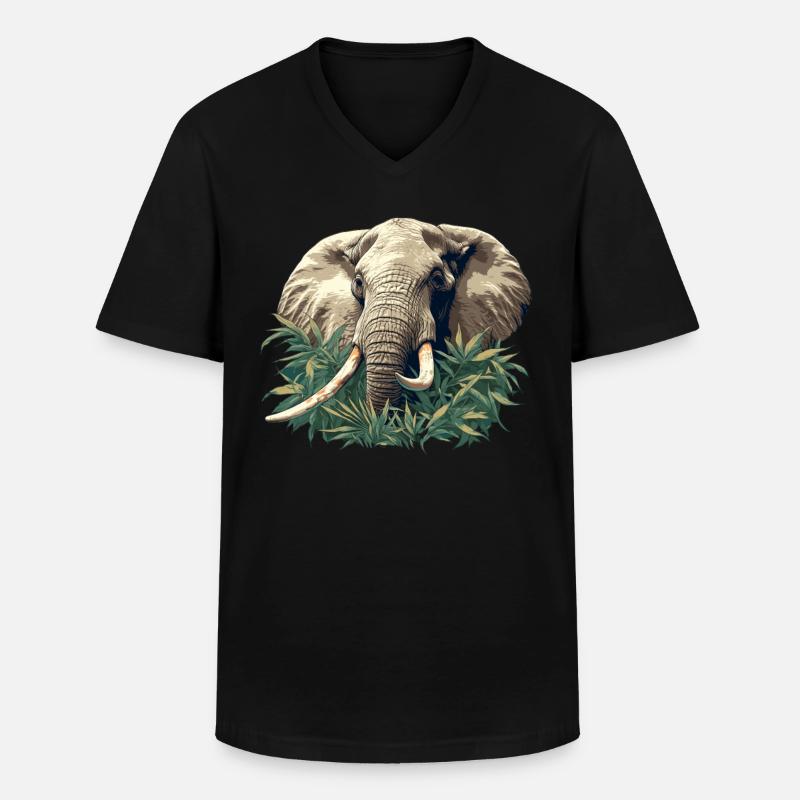 Elefanten Elefant - Männer-T-Shirt mit V-Ausschnitt - Schwarz