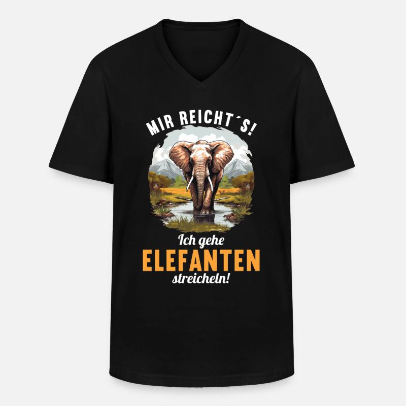 Elefanten Elefant - Männer-T-Shirt mit V-Ausschnitt - Schwarz