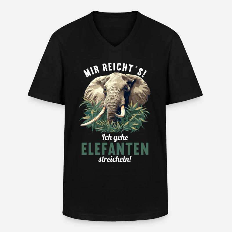 Elefanten Elefant - Männer-T-Shirt mit V-Ausschnitt - Schwarz
