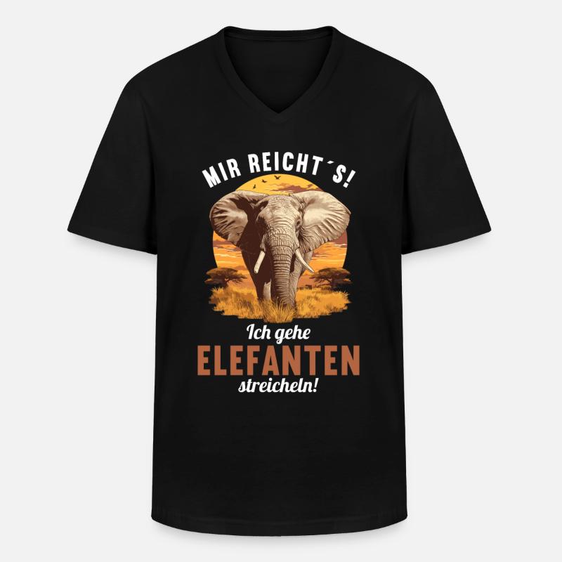 Elefanten Elefant - Männer-T-Shirt mit V-Ausschnitt - Schwarz
